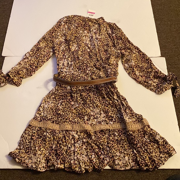 American Rag Womens Juniors Belted Animal Print Mini Dress-Tiger Irish Cream - Picture 10 of 12